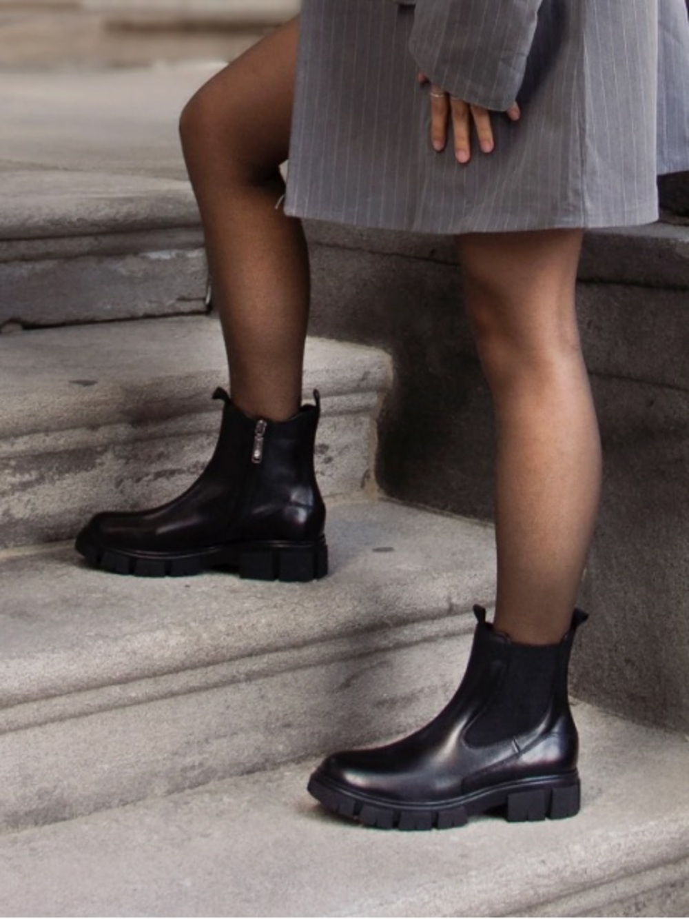 Blondo Paola Black Chelsea Lug Sole Ankle Boots
